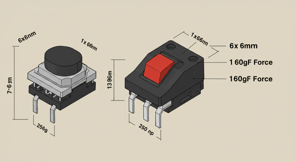 6×6 mm Tact Switch 160gf