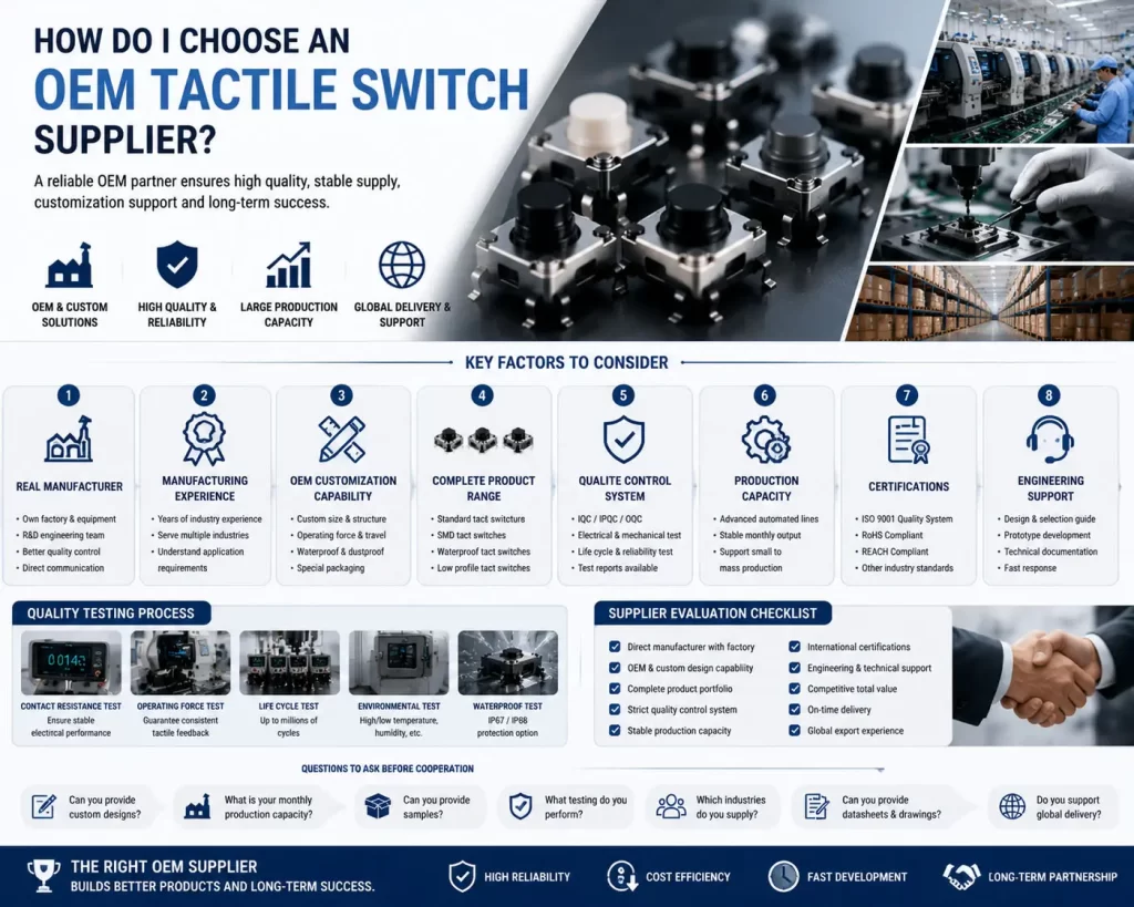 How to Choose an OEM Tactile Switch Supplier